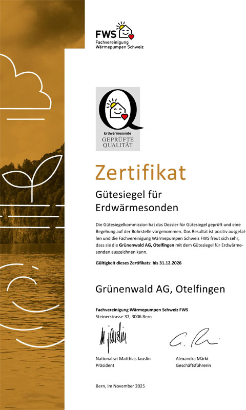 Gütesiegel Erdsonden